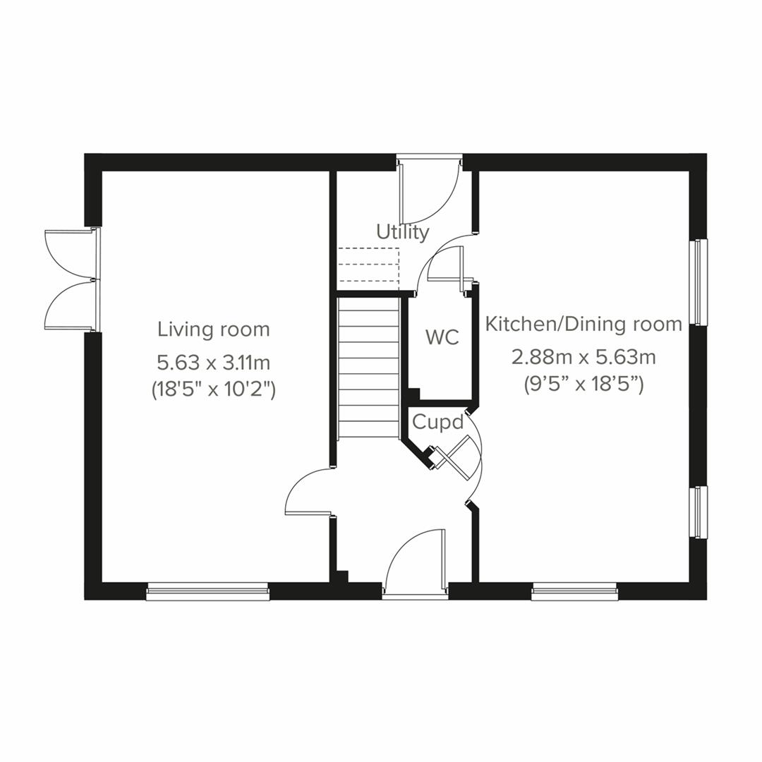 Ground Floor Floorplan for Woodington Drive, Loughborough