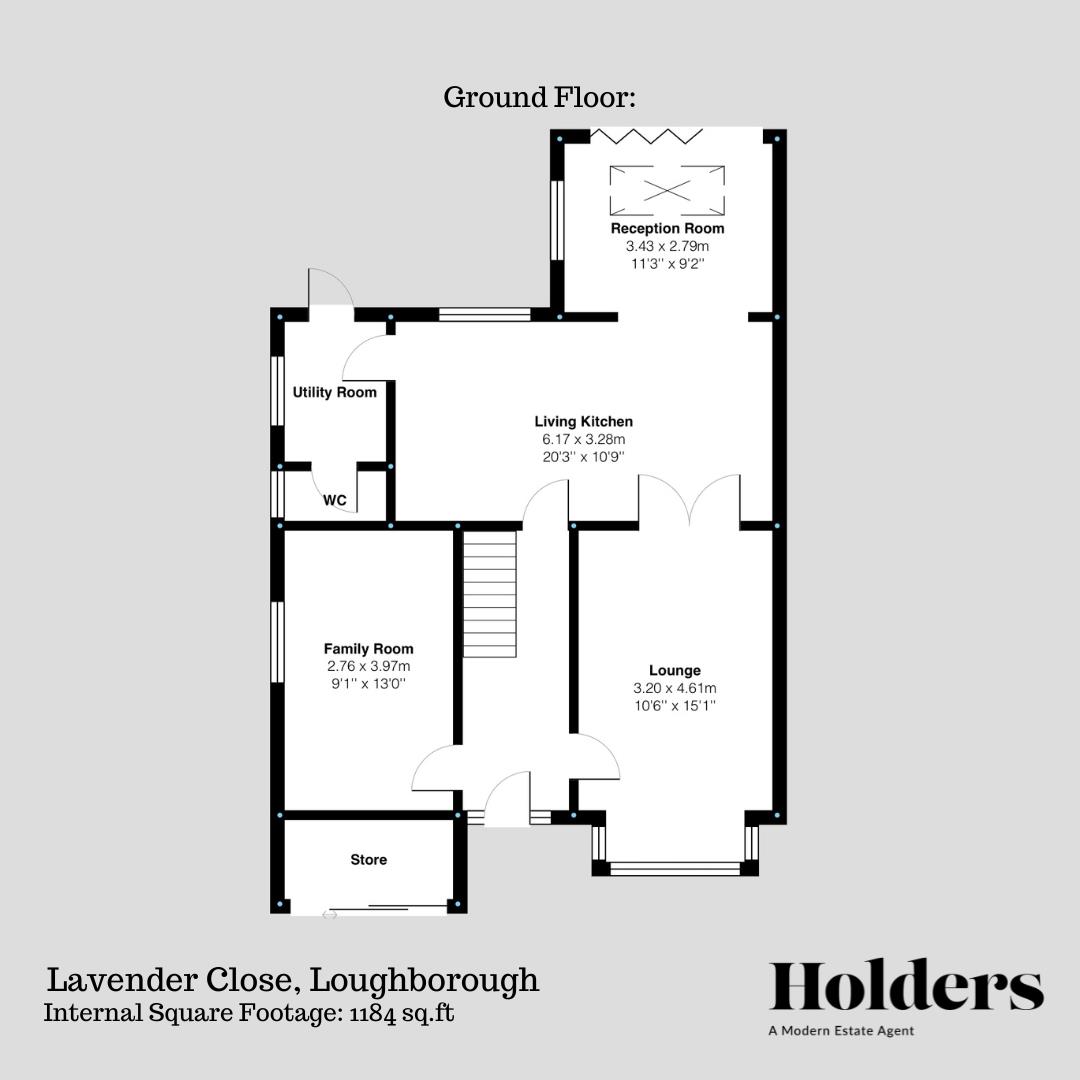 Ground Floor Floorplan for Lavender Close, Loughborough, Leicestershire, L