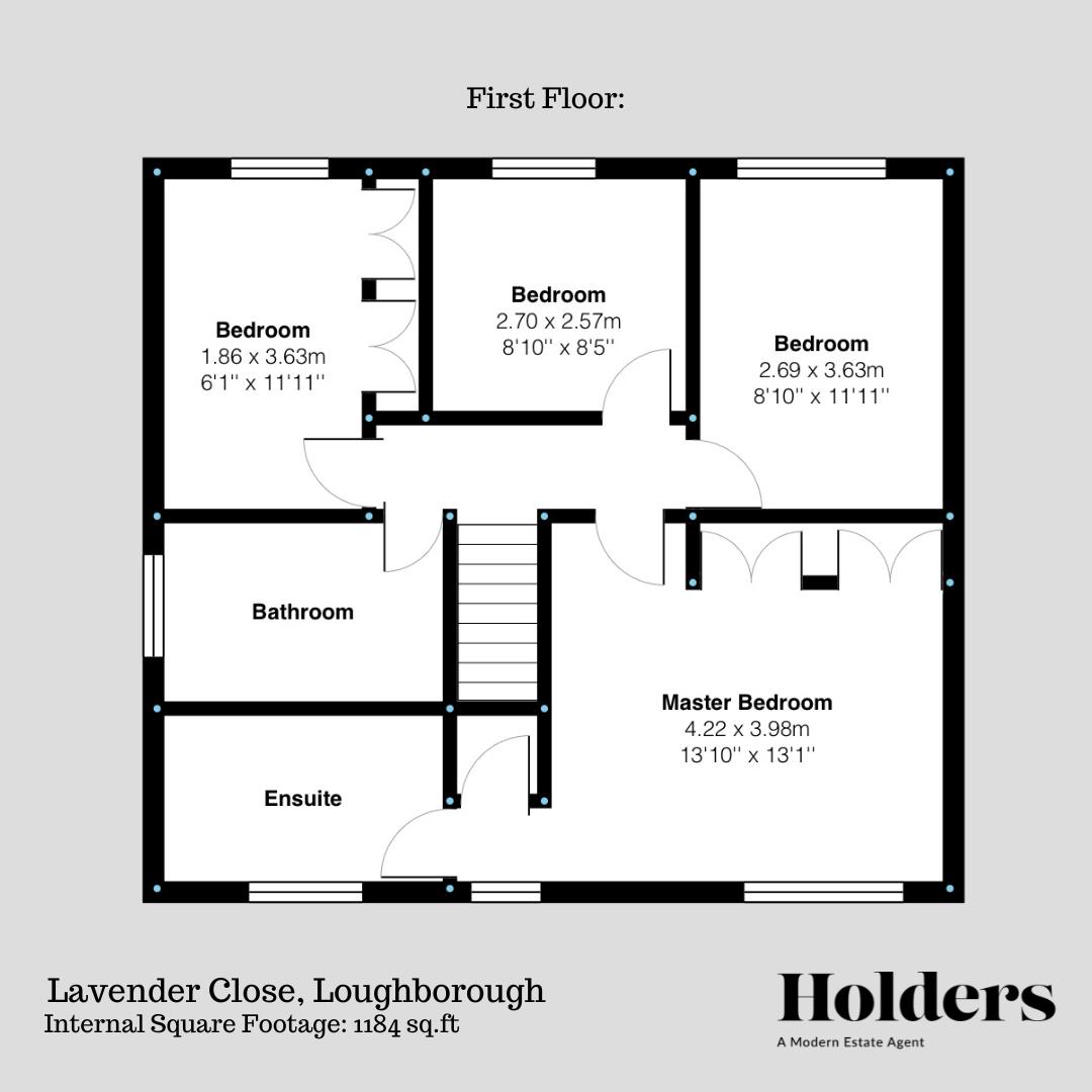 First Floor Floorplan for Lavender Close, Loughborough, Leicestershire, L