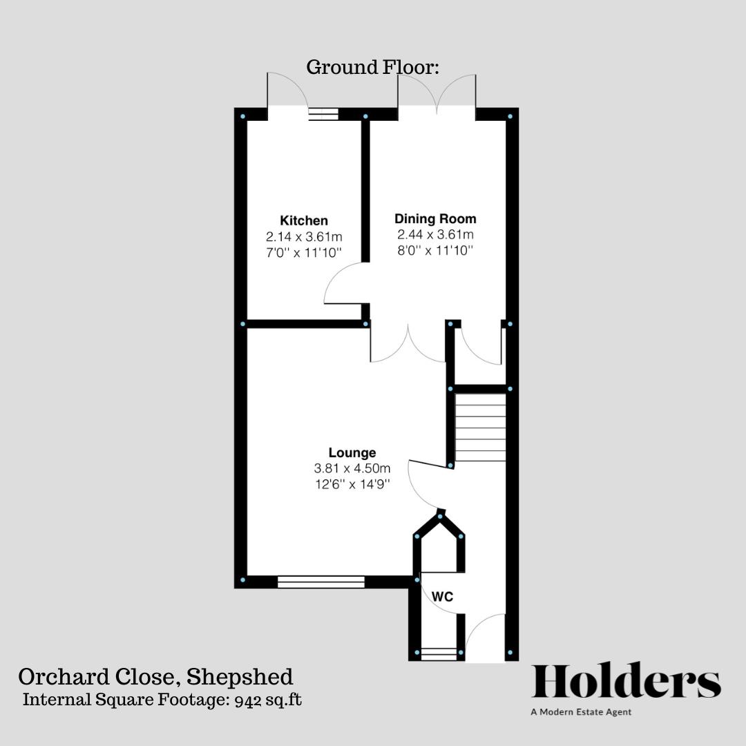 Ground Floor Floorplan for Orchard Close, Shepshed, Loughborough