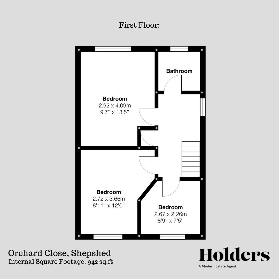 First Floor Floorplan for Orchard Close, Shepshed, Loughborough