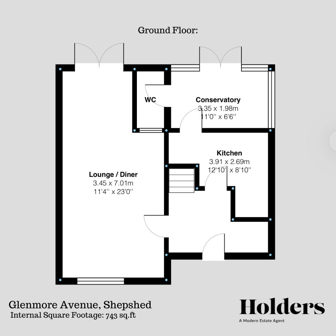 Ground Floor Floorplan for Glenmore Avenue, Shepshed, Loughborough