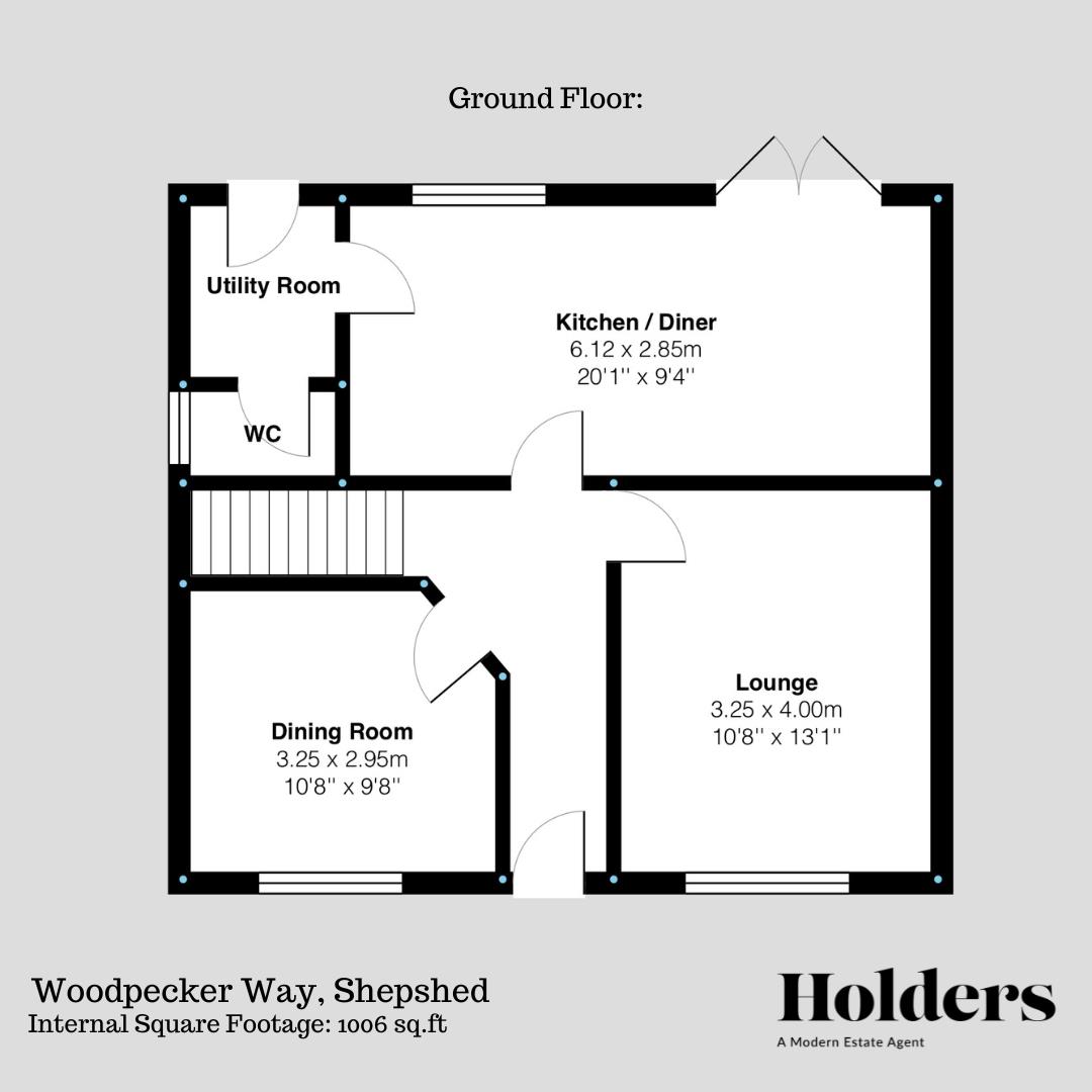 Ground Floor Floorplan for Woodpecker Way, Shepshed, Loughborough