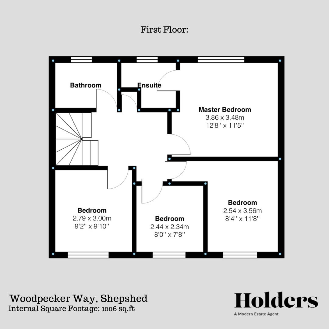 First Floor Floorplan for Woodpecker Way, Shepshed, Loughborough