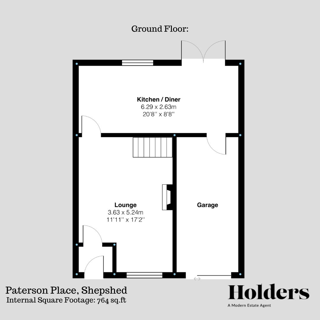 Ground Floor Floorplan for 23, Paterson Place, Shepshed, Leicestershire, LE12