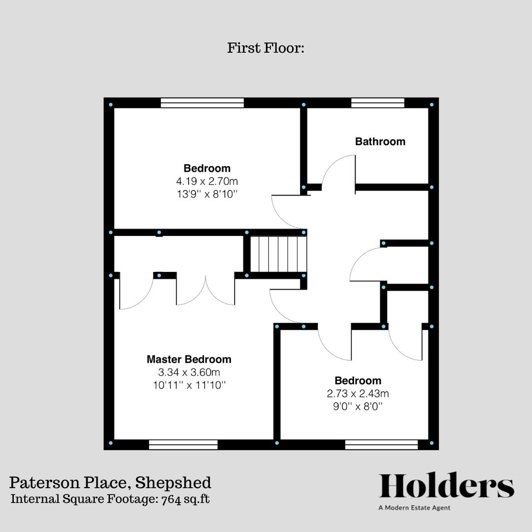 First Floor Floorplan for 23, Paterson Place, Shepshed, Leicestershire, LE12