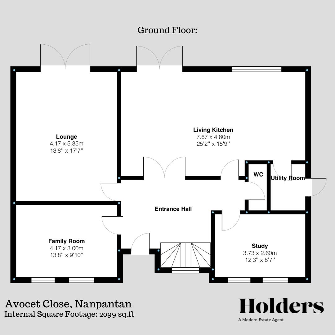 Ground Floor Floorplan for Avocet Close, Nanpantan, Loughborough