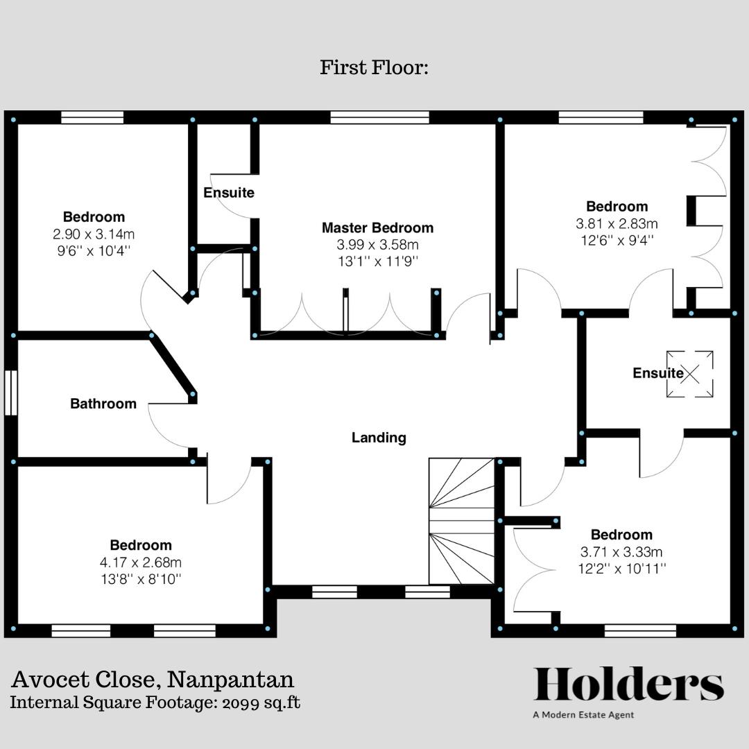 First Floor Floorplan for Avocet Close, Nanpantan, Loughborough