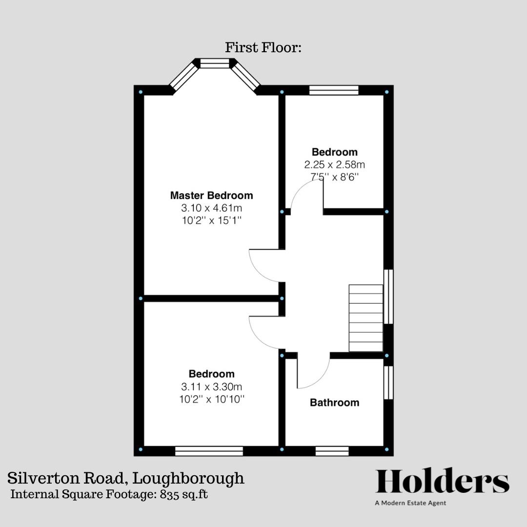 First Floor Floorplan for Silverton Road, Loughborough