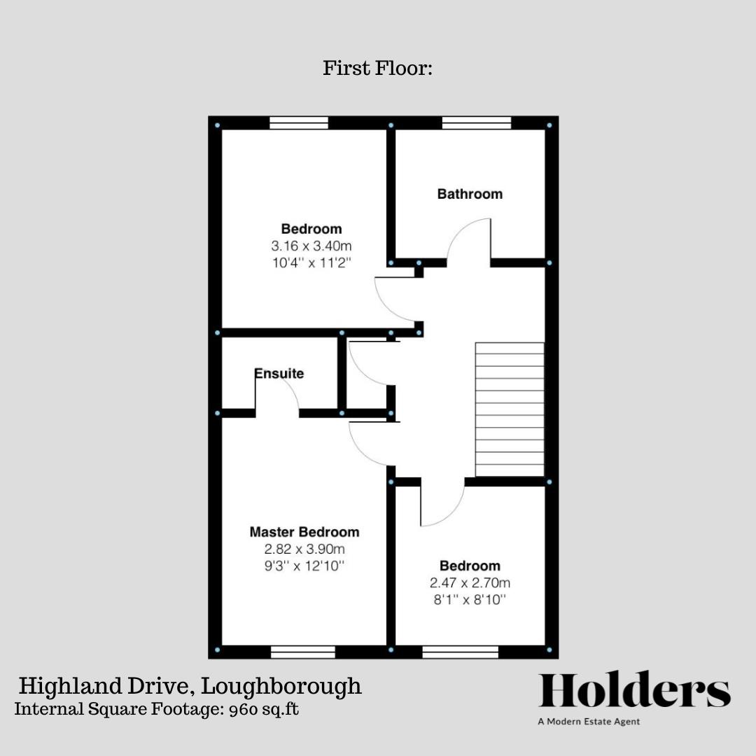 First Floor Floorplan for Highland Drive, Loughborough