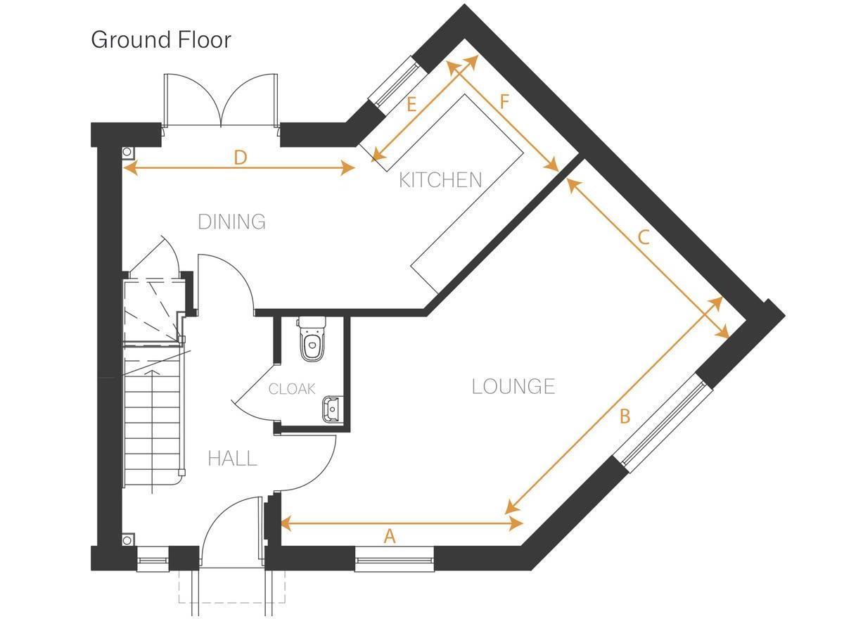 Ground Floor Floorplan for Newman Close, Loughborough