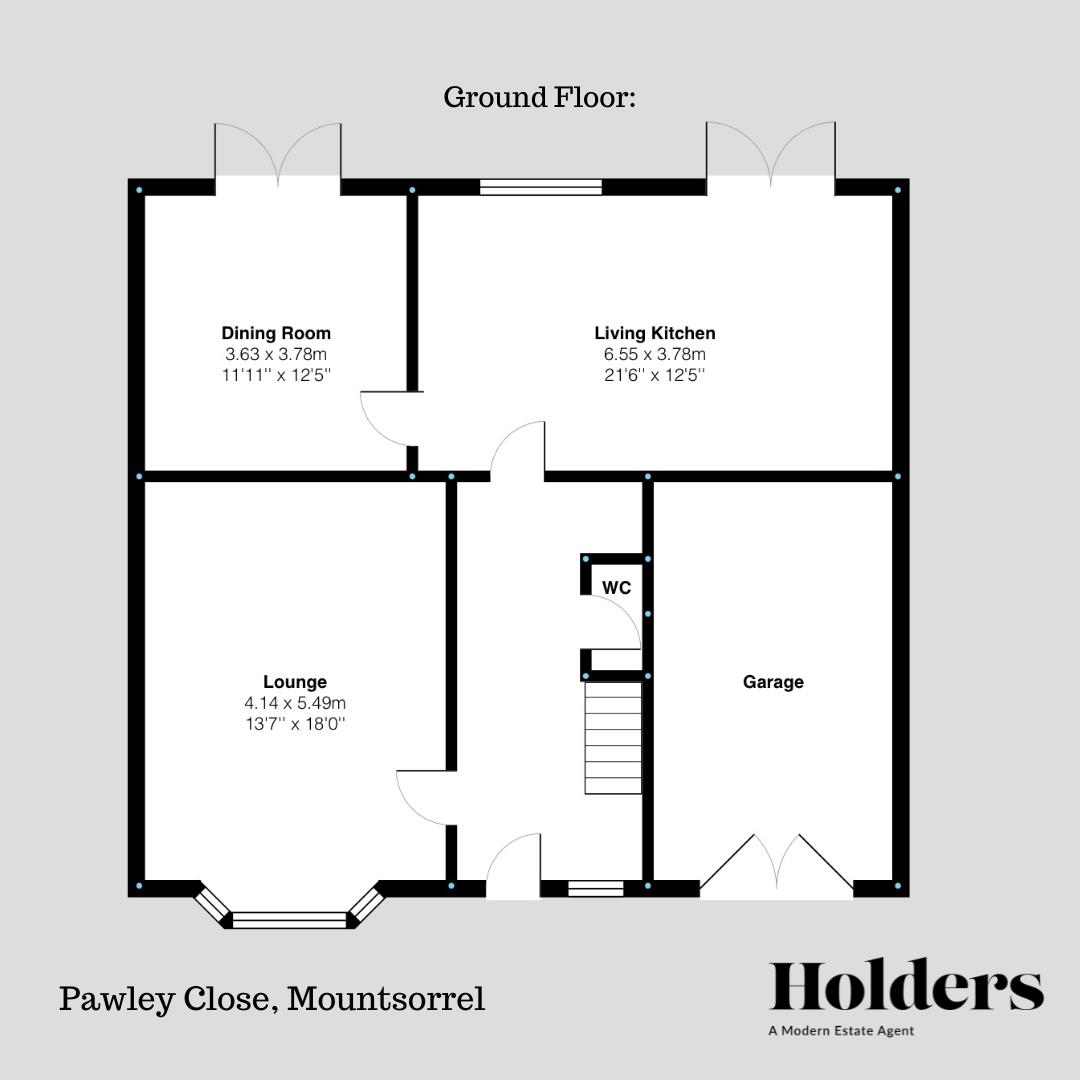 Ground Floor Floorplan for Pawley Close, Mountsorrel, Loughborough