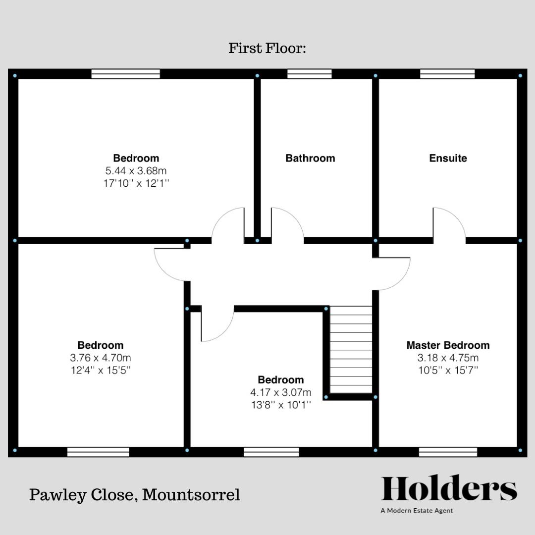 First Floor Floorplan for Pawley Close, Mountsorrel, Loughborough