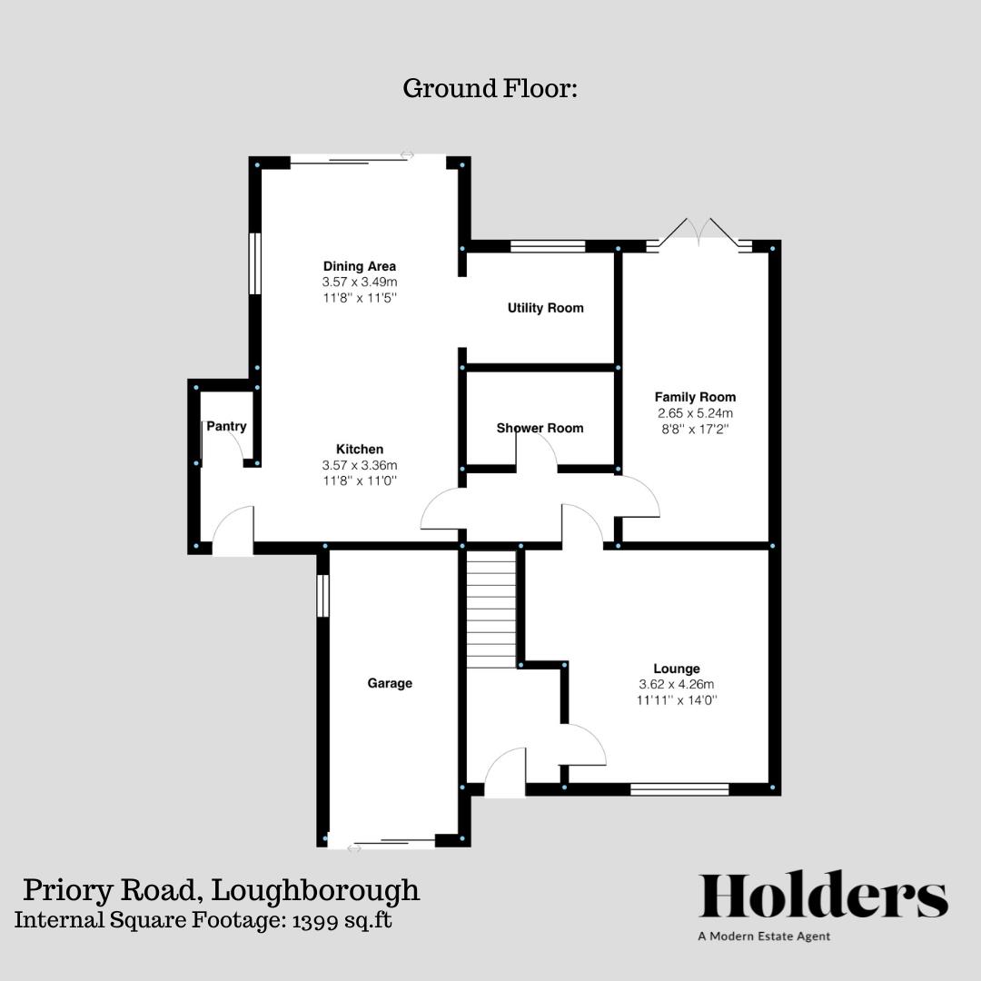 Ground Floor Floorplan for Priory Road, Loughborough