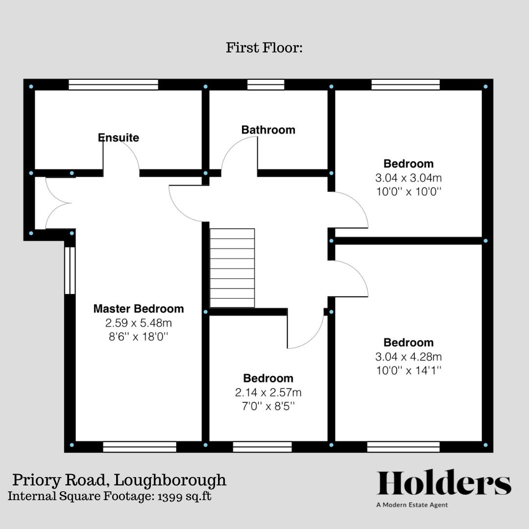 First Floor Floorplan for Priory Road, Loughborough