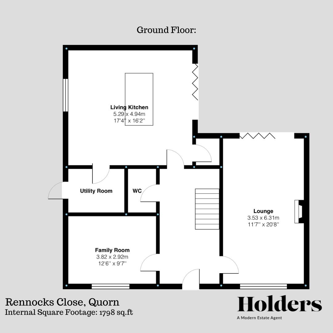 Ground Floor Floorplan for Rennocks Close, Quorn, Loughborough