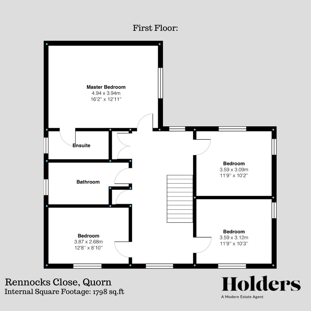 First Floor Floorplan for Rennocks Close, Quorn, Loughborough