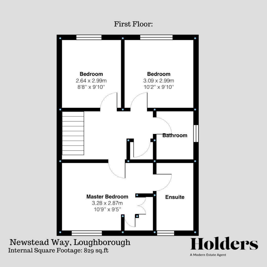 First Floor Floorplan for Newstead Way, Loughborough
