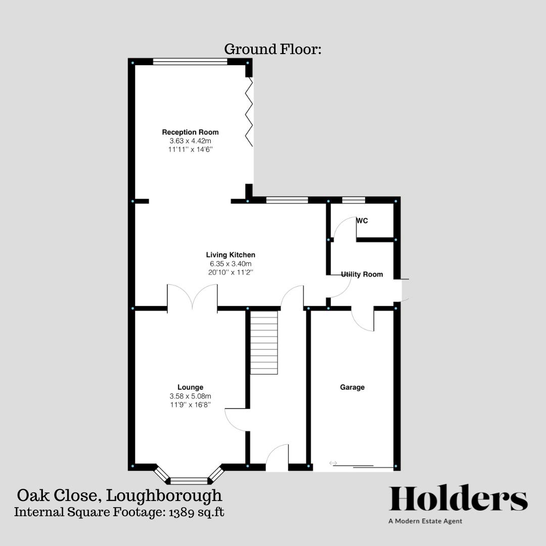 Ground Floor Floorplan for Oak Close, Loughborough