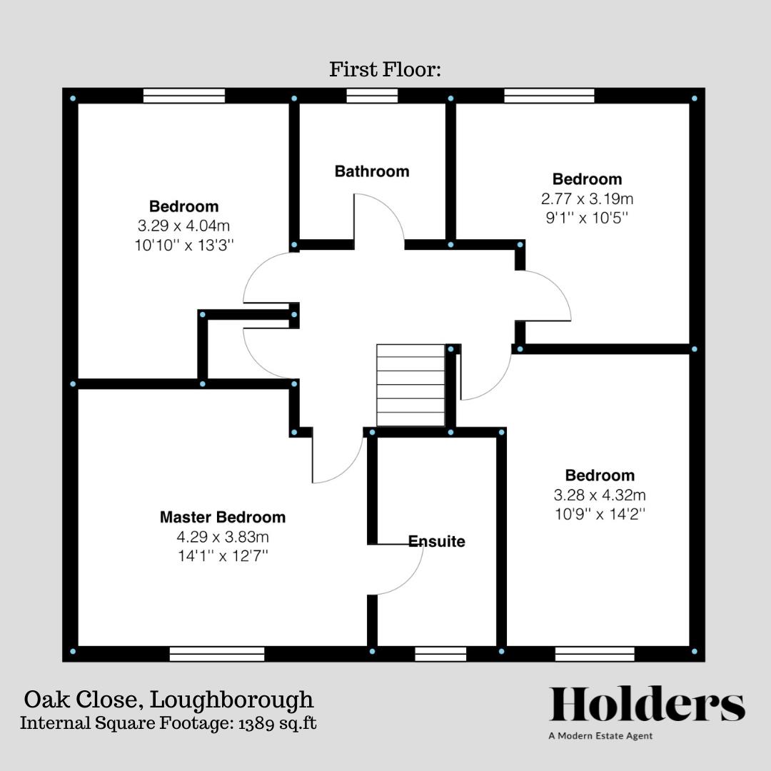 First Floor Floorplan for Oak Close, Loughborough