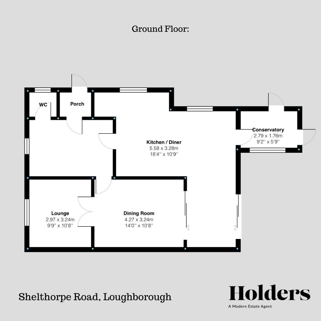 Ground Floor Floorplan for Shelthorpe Road, Loughborough