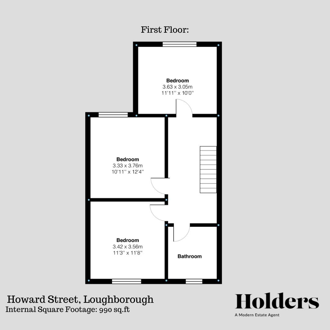 First Floor Floorplan for Howard Street, Loughborough