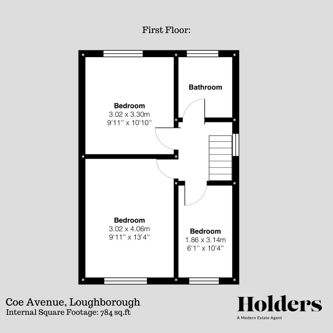 First Floor Floorplan for Coe Avenue, Loughborough