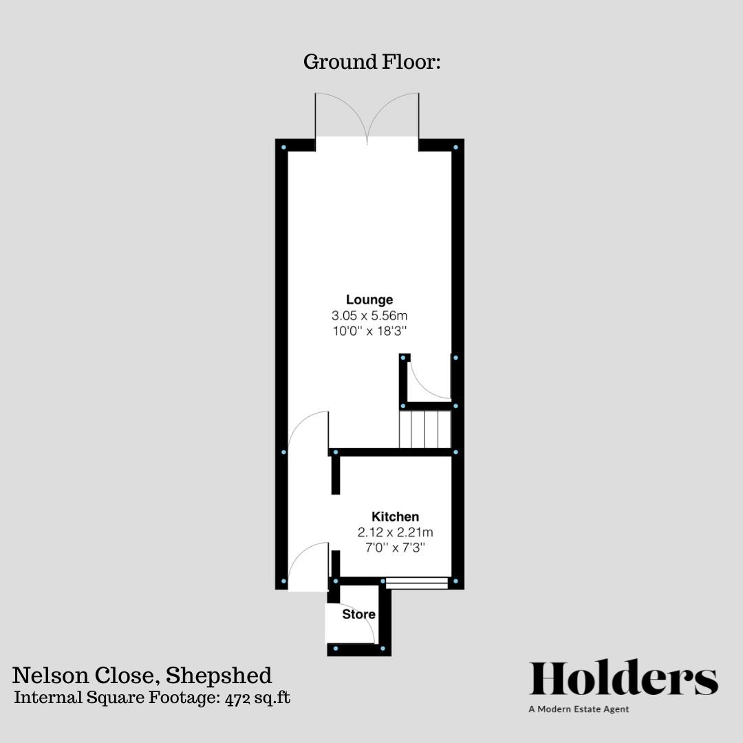 Ground Floor Floorplan for Nelson Close, Shepshed, Loughborough