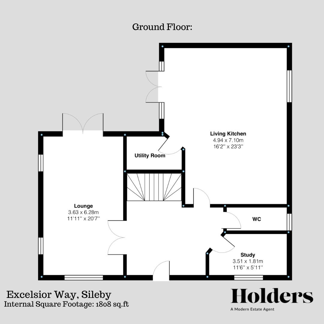 Ground Floor Floorplan for Excelsior Way, Sileby