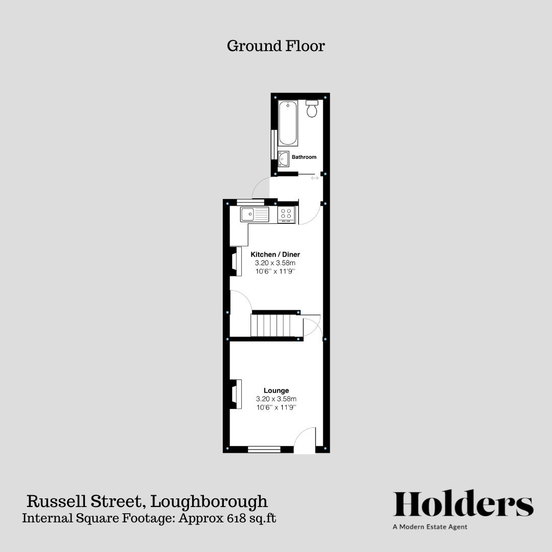 Ground Floor Floorplan for Russell Street, Loughborough