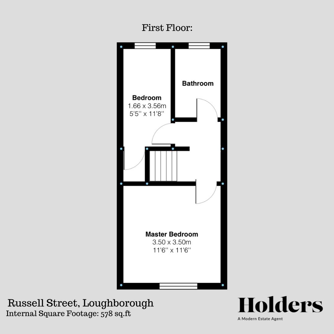 First Floor Floorplan for Russell Street, Loughborough