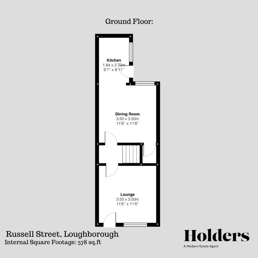 Ground Floor Floorplan for Russell Street, Loughborough