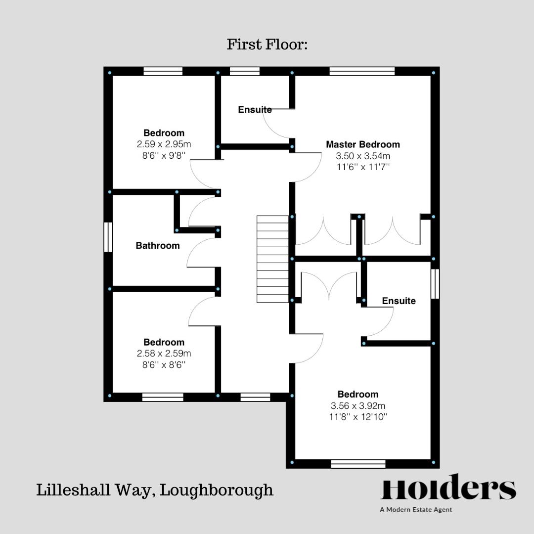First Floor Floorplan for Lilleshall Way, Loughborough