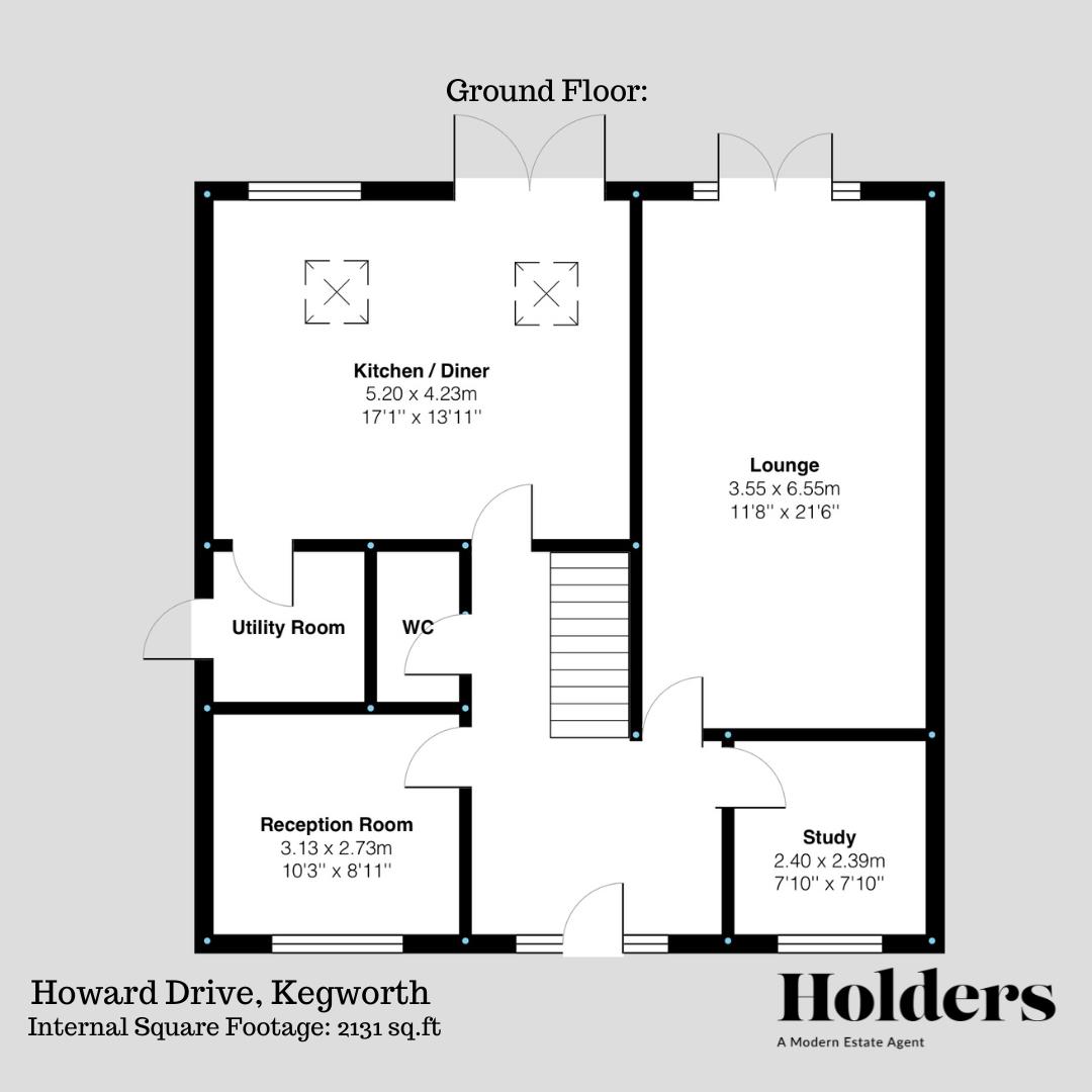 Ground Floor Floorplan for Howard Drive, Kegworth, Derby