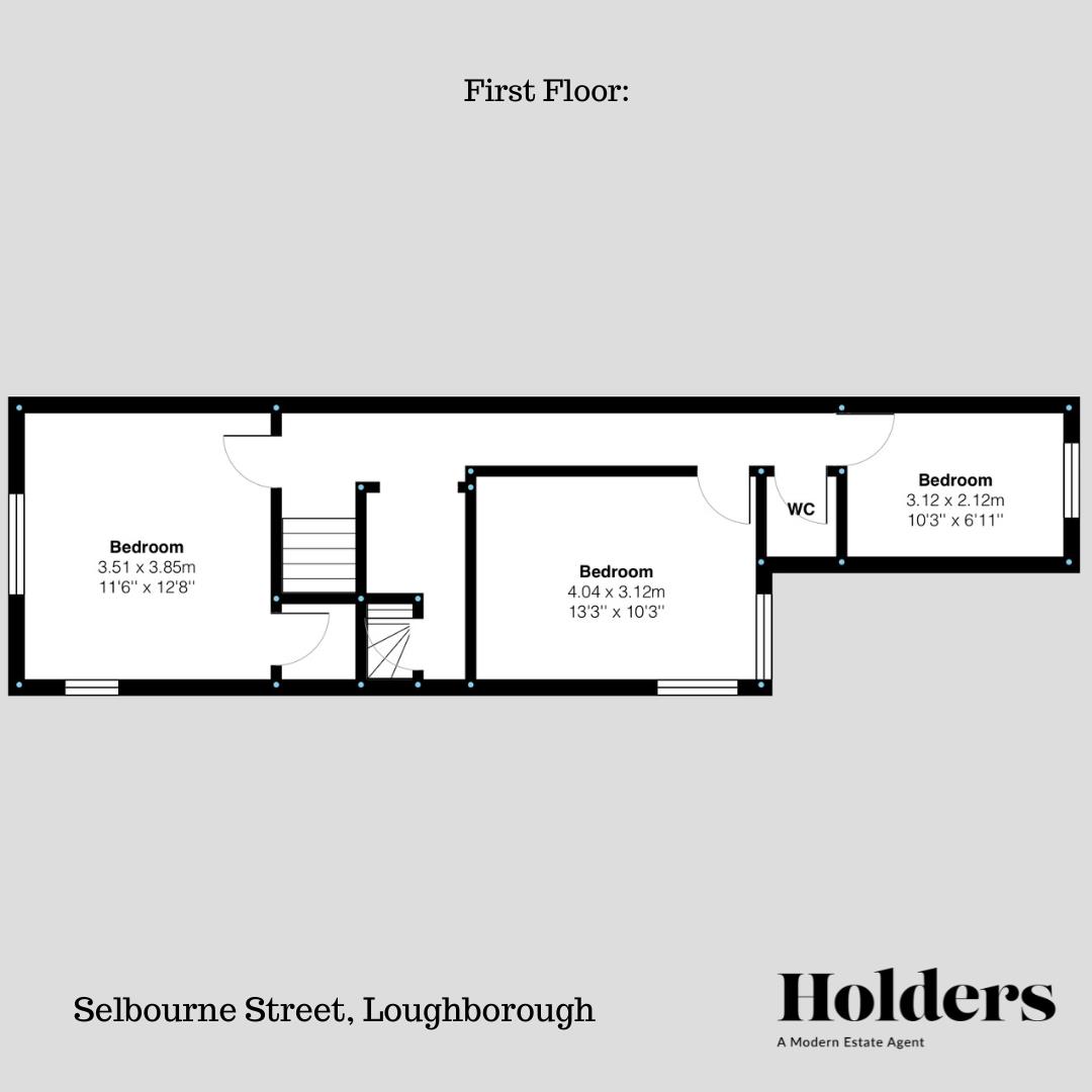 First Floor Floorplan for Selbourne Street, Loughborough