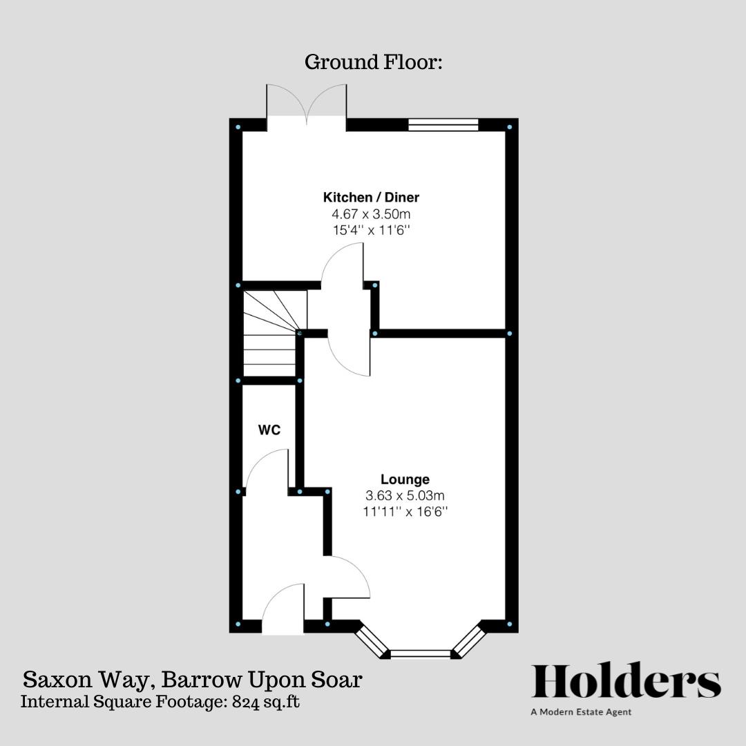 Ground Floor Floorplan for Saxon Way, Barrow Upon Soar, Loughborough