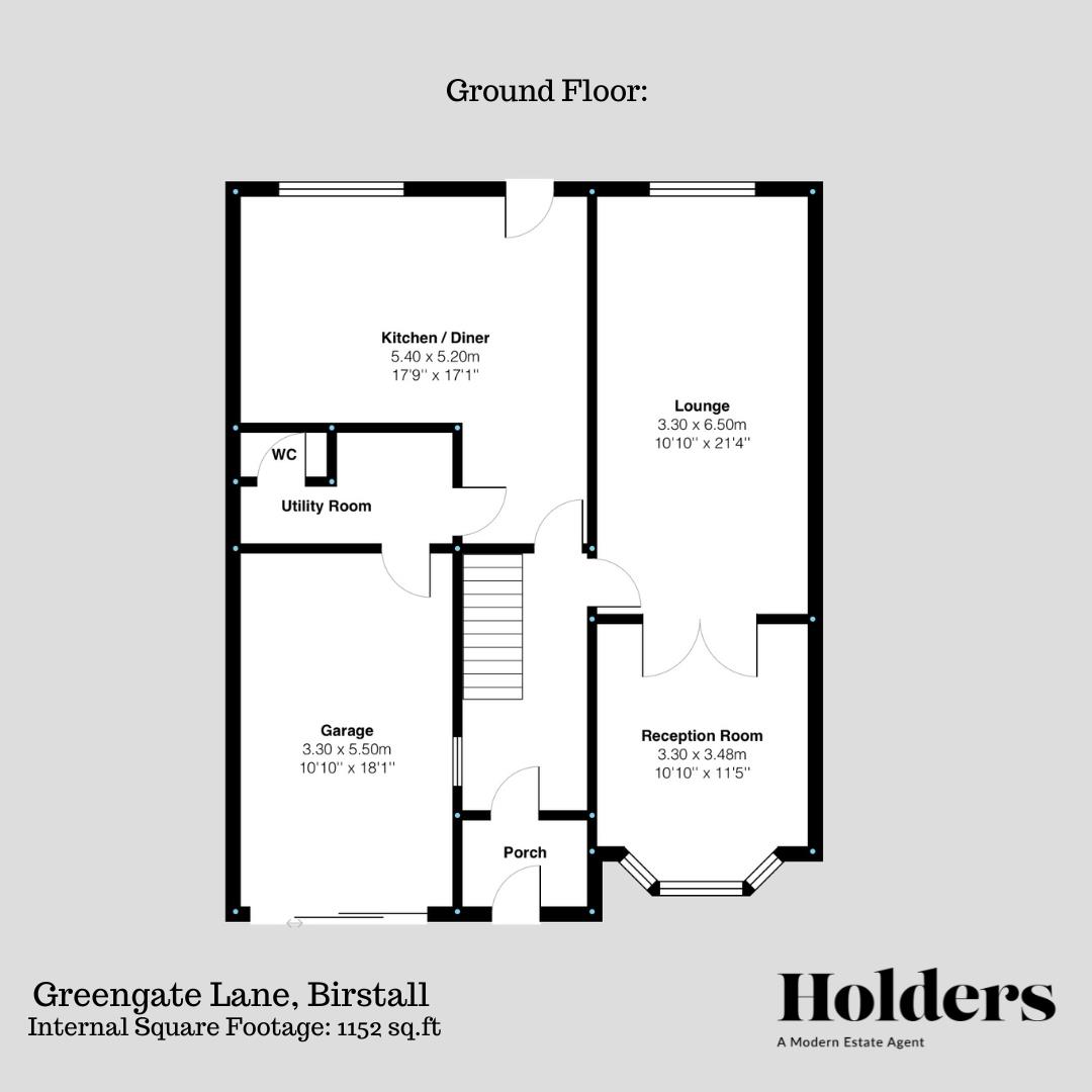 Ground Floor Floorplan for Greengate Lane, Birstall, Leicester