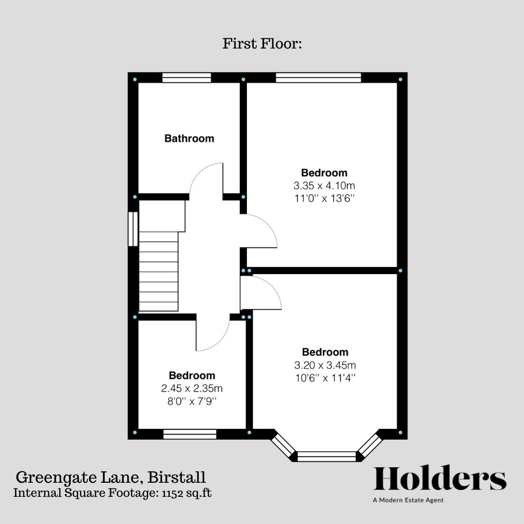 First Floor Floorplan for Greengate Lane, Birstall, Leicester