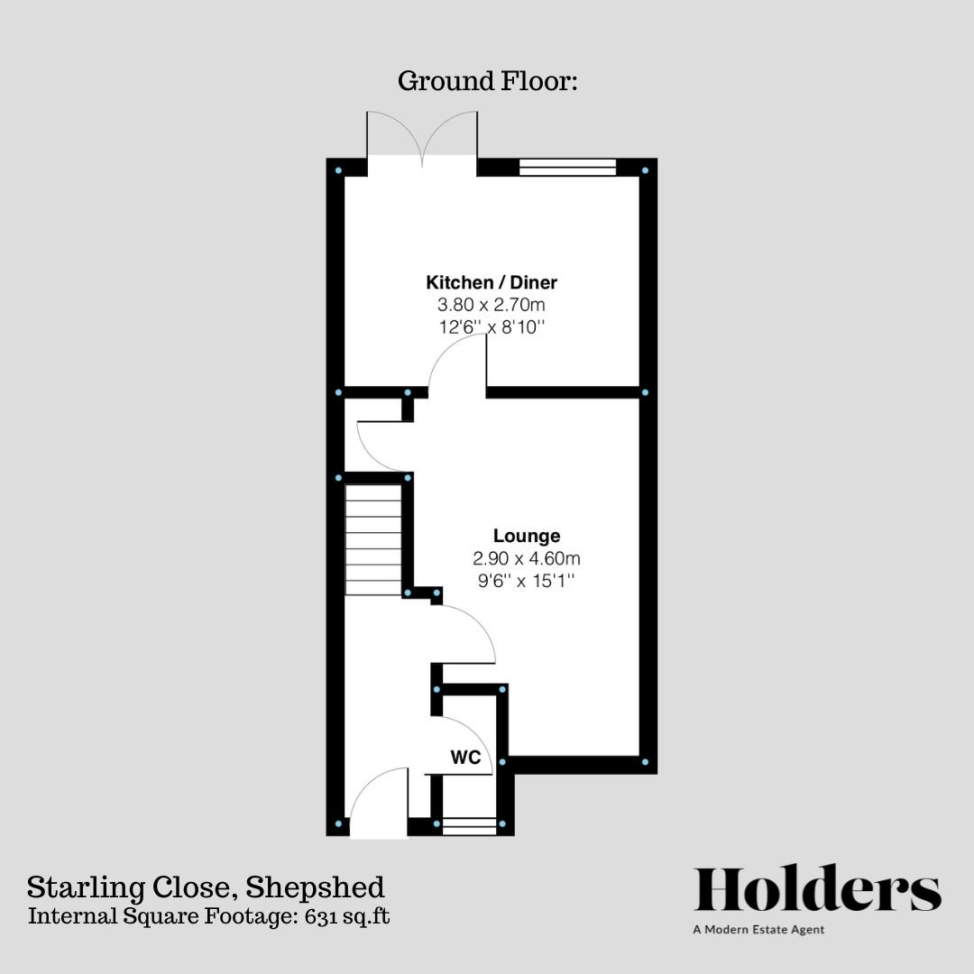 Ground Floor Floorplan for Starling Close, Shepshed, Loughborough