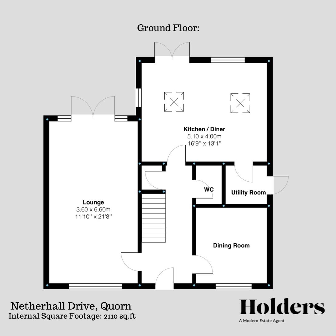 Ground Floor Floorplan for Netherhall Drive, Quorn, Loughborough