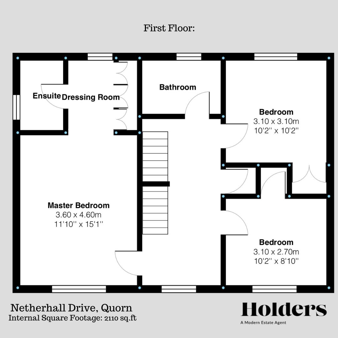 First Floor Floorplan for Netherhall Drive, Quorn, Loughborough