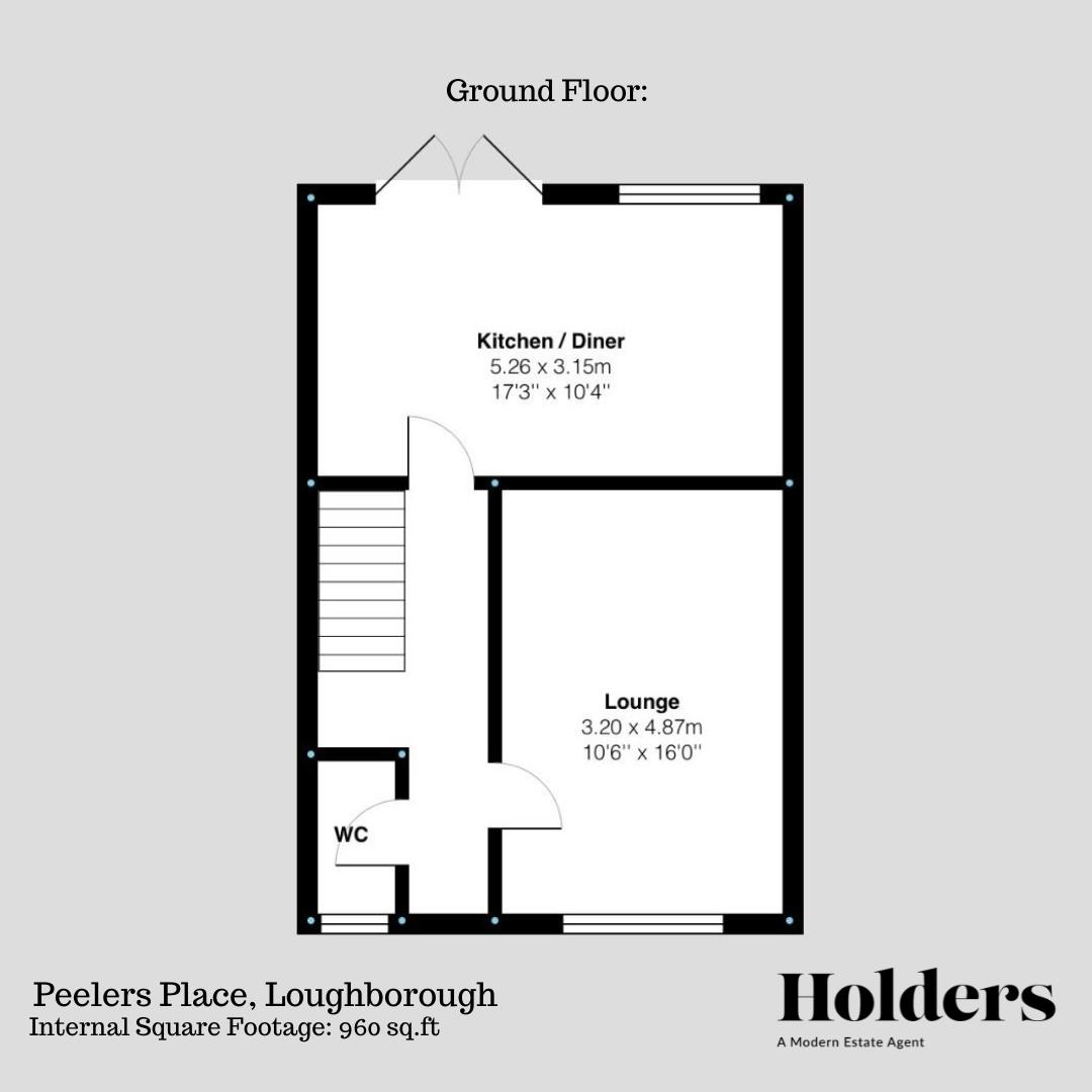 Ground Floor Floorplan for Peelers Place, Loughborough