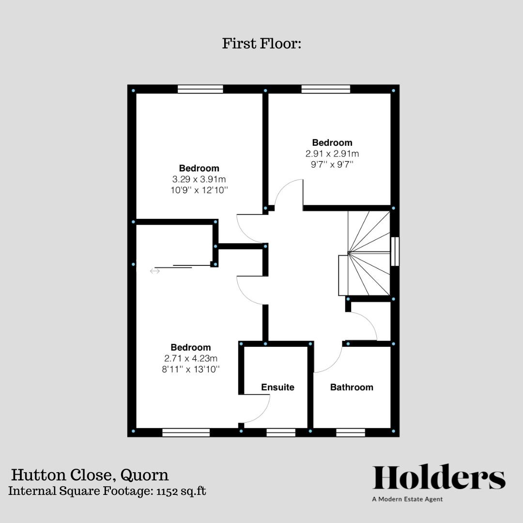 First Floor Floorplan for Hutton Close, Quorn, Loughborough