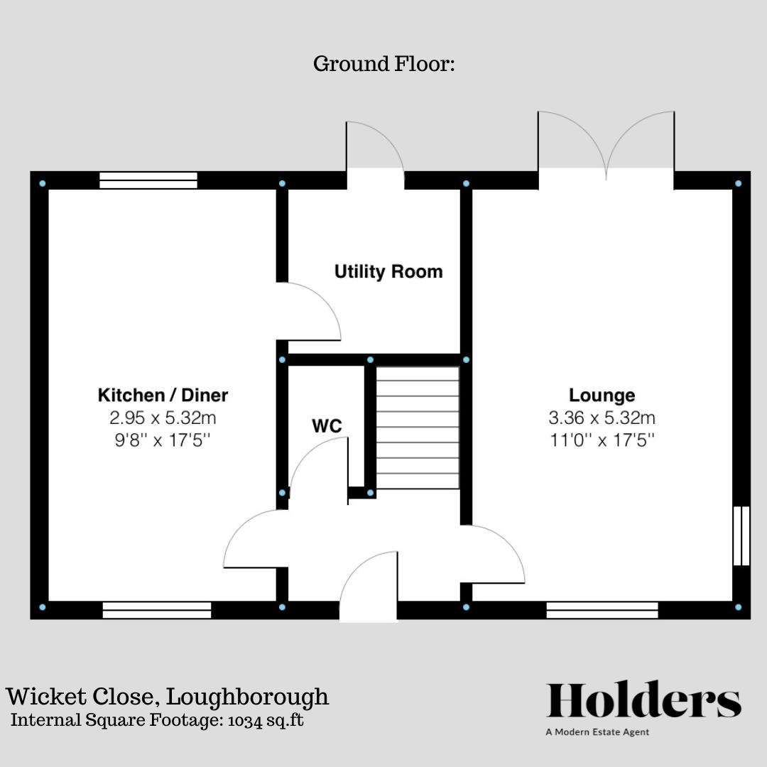 Ground Floor Floorplan for Wicket Close, Loughborough