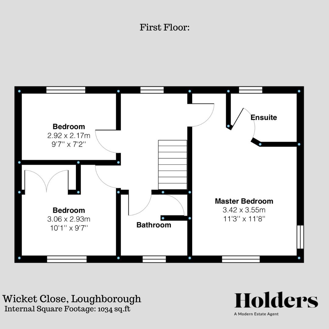 First Floor Floorplan for Wicket Close, Loughborough