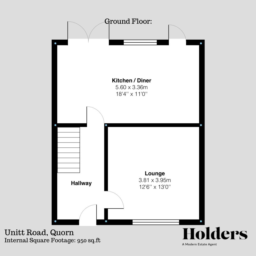 Ground Floor Floorplan for Unitt Road, Quorn, Loughborough