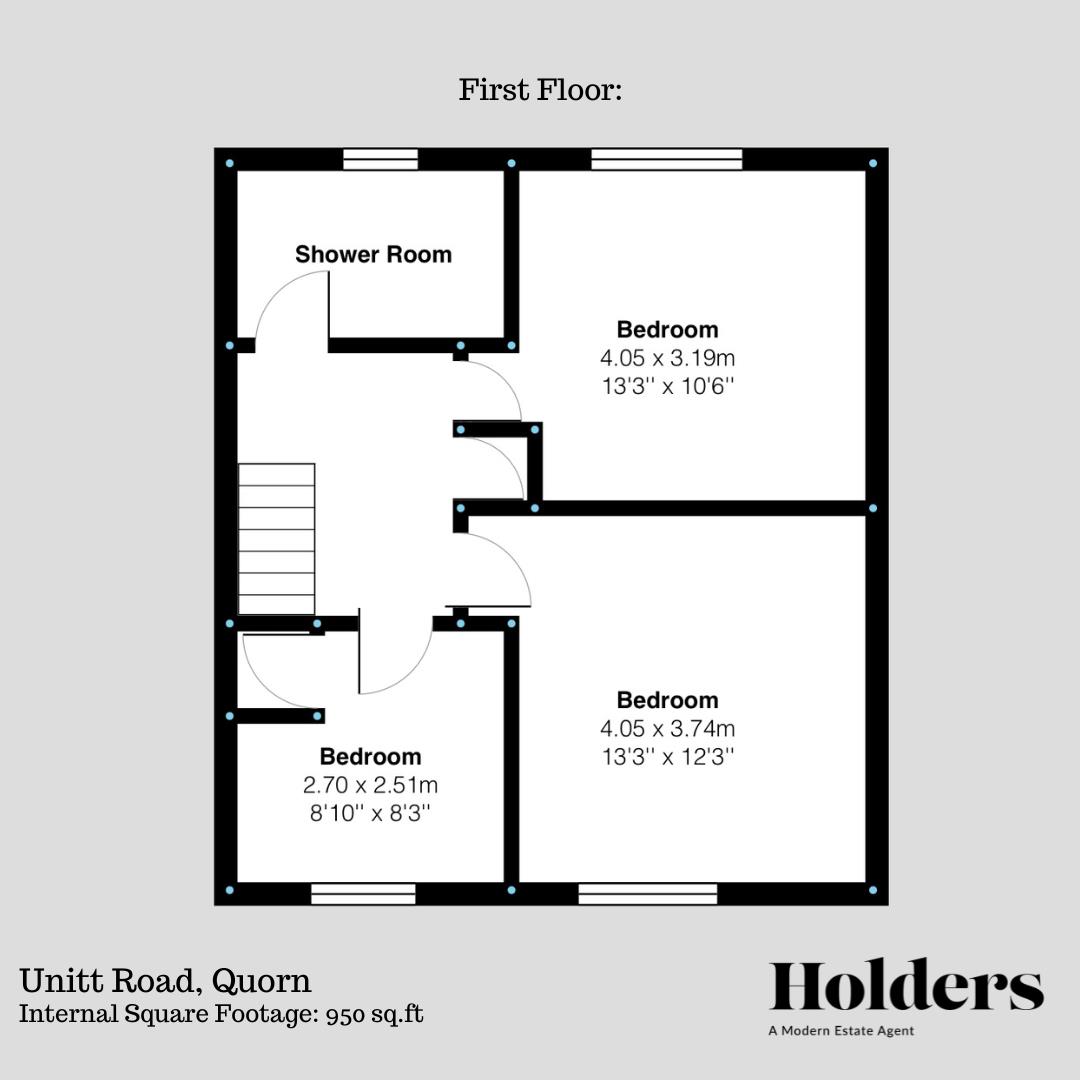 First Floor Floorplan for Unitt Road, Quorn, Loughborough