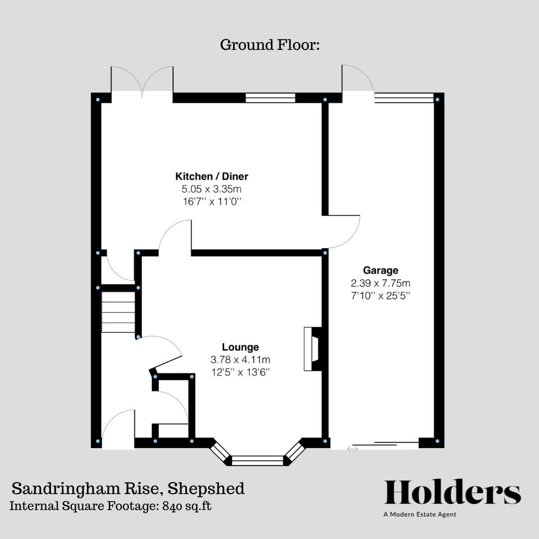 Ground Floor Floorplan for 20, Sandringham Rise, Shepshed, Leicestershire, LE
