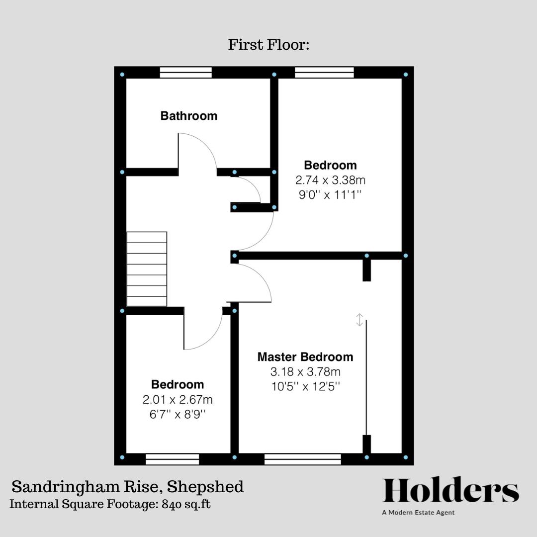 First Floor Floorplan for 20, Sandringham Rise, Shepshed, Leicestershire, LE