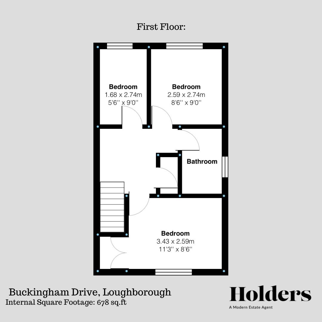 First Floor Floorplan for Buckingham Drive, Loughborough